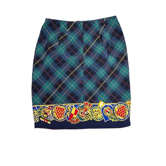 Vintage Chaus Plaid Tartan Skirt with Coat of Arms. Size 14 EPC! - Picture 2 of 6